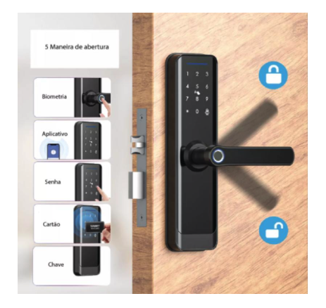 Fechadura Digital Inteligente Biométrica Embutir Ekaza EKAVT229Z