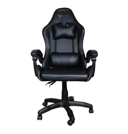 Cadeira Gamer Giratória Preto com Braço Ajuste de Altura e Encosto Reclinável Yakao GC007Black