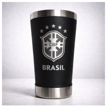 Copo Térmico Seleção Brasil 473 ml Aço Inox Com Tampa e Abridor Preto