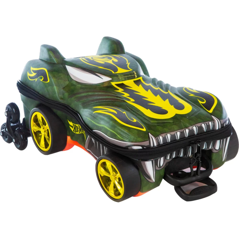 Mochila com Rodas Infantil Diplomata Hot Wheels Holin Heat Rodinha Tripla Grande