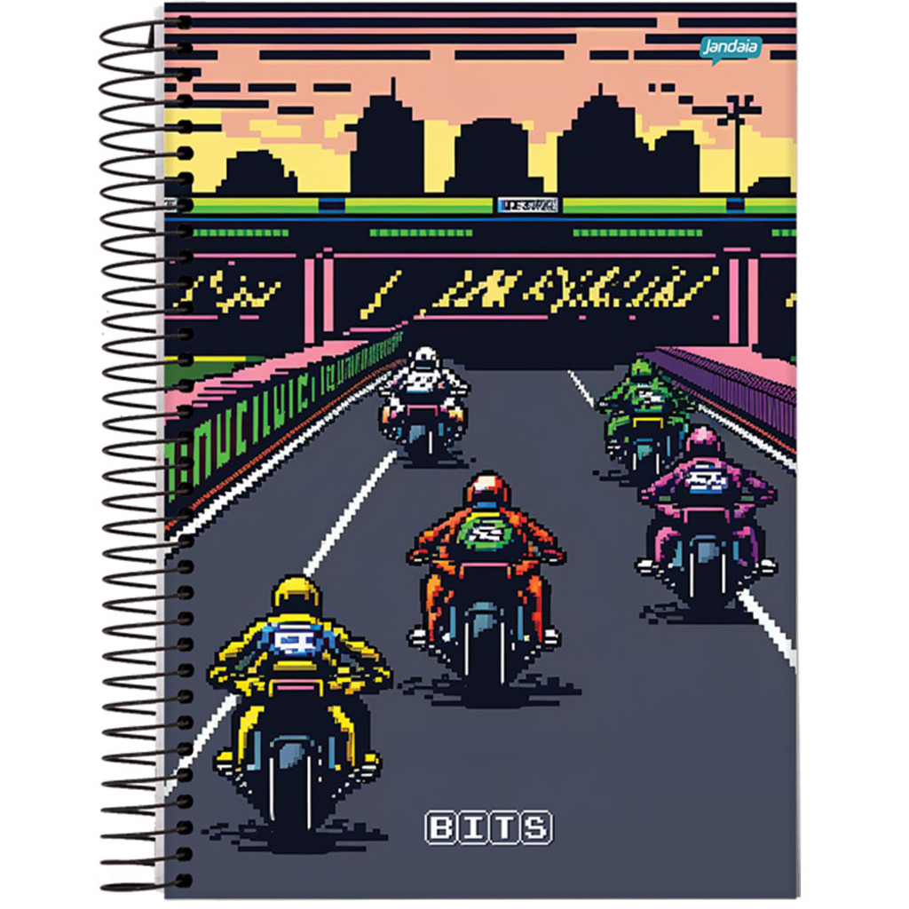 Caderno Universitário Capa Dura Espiral 10 Matérias 160 Fls 200x275 Bits - Unitário - Jandaia - 72782-24C