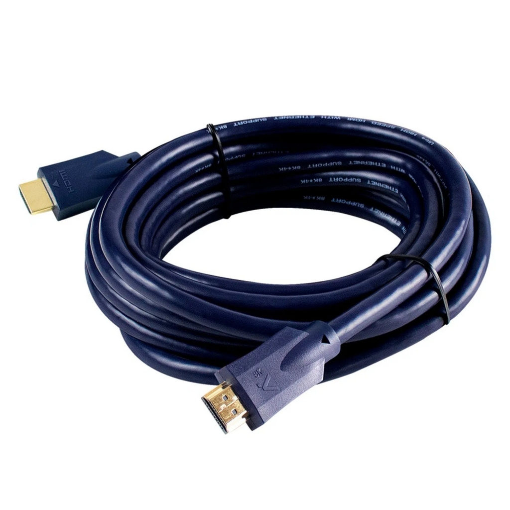 Cabo HDMI Macho x Macho 2.1 8K 19 Pinos Ultra HD 5,0 Metros Conectores Folheado a Ouro Aquário - 8K5