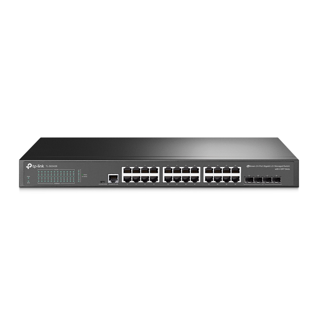 Switch Gerenciável L2+ Tp-Link SG3428 24 Portas 10/100/1000 Mbps + 4 Portas SFP + 1 Porta Console Rj45 JetStream - Omada