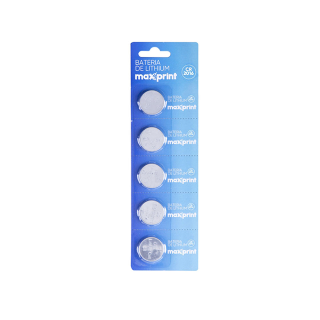 Bateria CR2016 3,0 Volts Maxprint - Cartela com 5 Unidades - 758623
