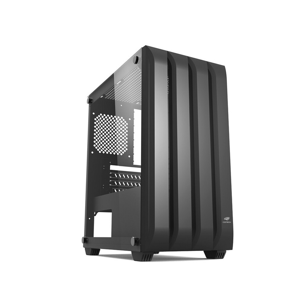 Gabinete Gamer C3tech sem Cooler Fan e sem Fonte Frente em Vidro Temperado Preto - MT-G100BK