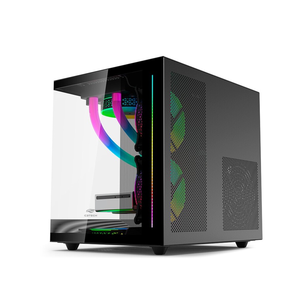 Gabinete Gamer C3tech Aquarius sem Cooler Fan e sem Fonte Lateral e Frente em Vidro Temperado Preto - MT-G810BK