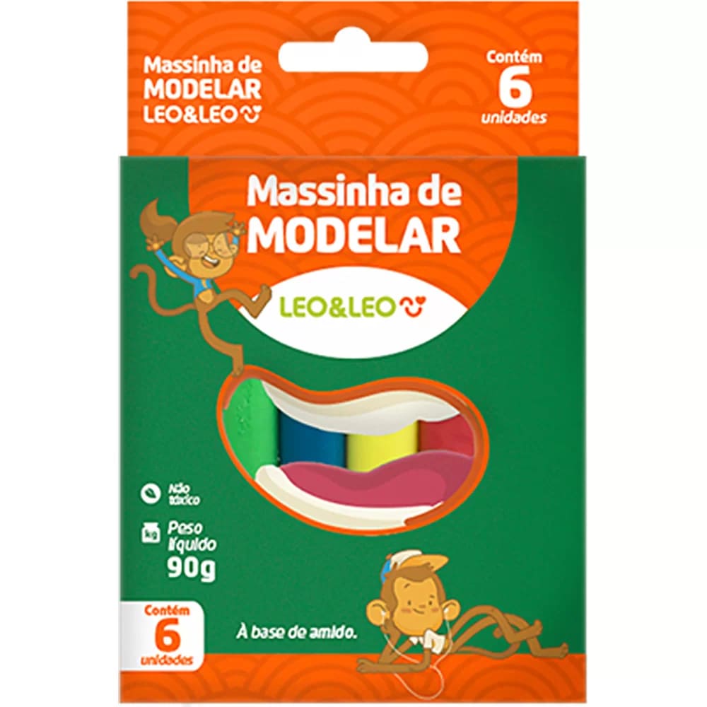 Massa de Modelar Leo e Leo 6 Cores não Tóxico