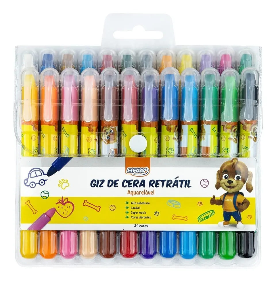 Giz de Cera BRW Retratil 24 cores