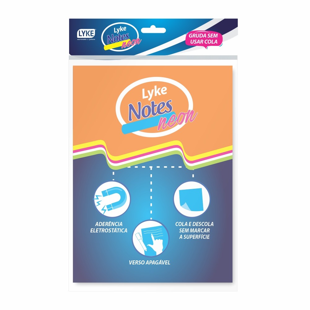 Bloco Anotacao Lyke 297x210 MM Estatico com 20 Folhas Neon