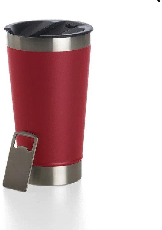 Copo Térmico 473 ml Aço Inox Com Tampa e Abridor vermelho