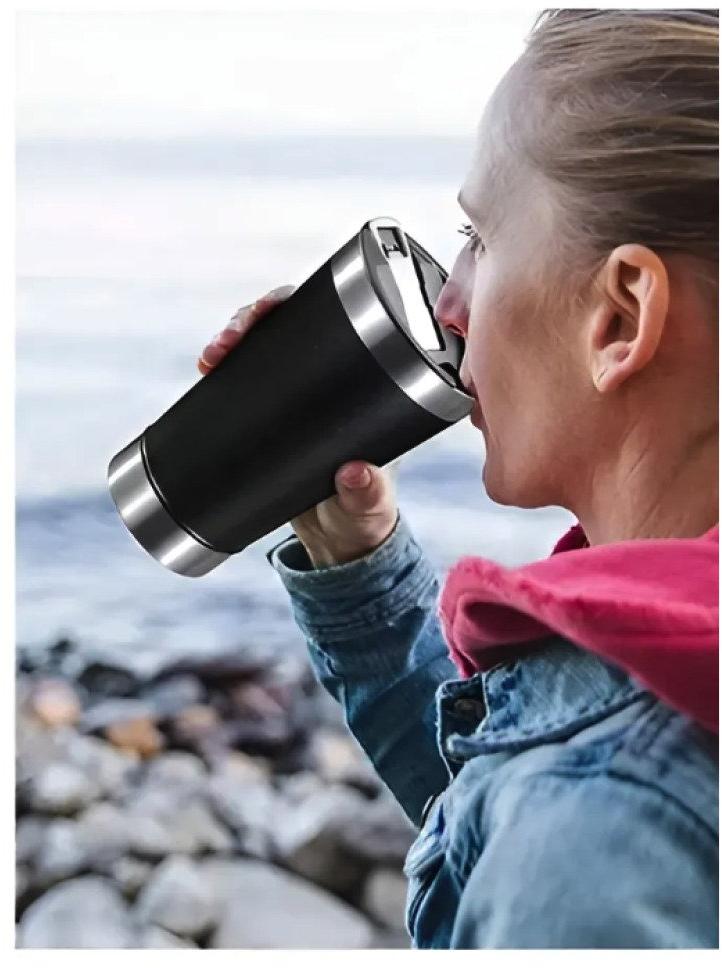 Copo Térmico 473 ml Aço Inox Com Tampa e Abridor vermelho