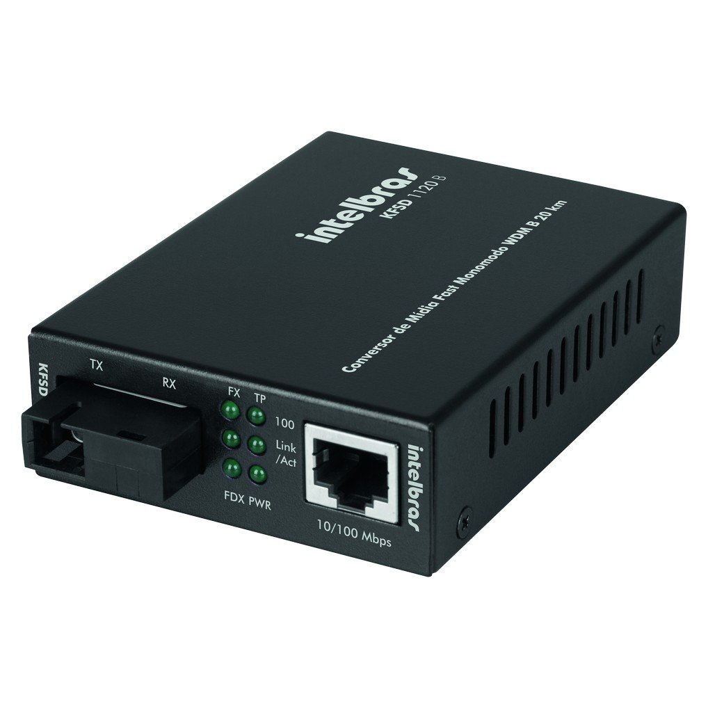 Conversor de Mídia Fast Ethernet Monomodo 20 Km Intelbras KFSD 1120 B