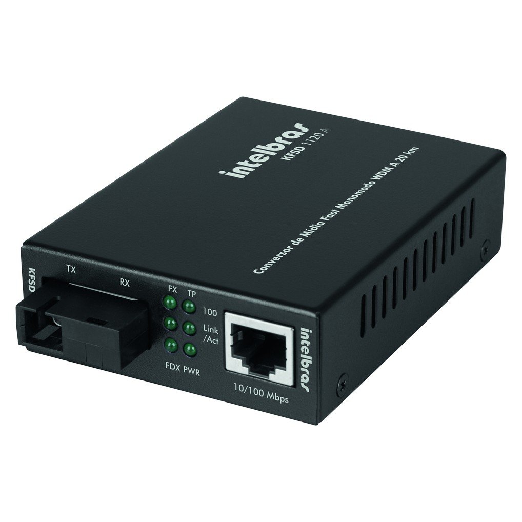 Conversor de Mídia Fast Ethernet Monomodo 20 Km Intelbras KFSD 1120 A