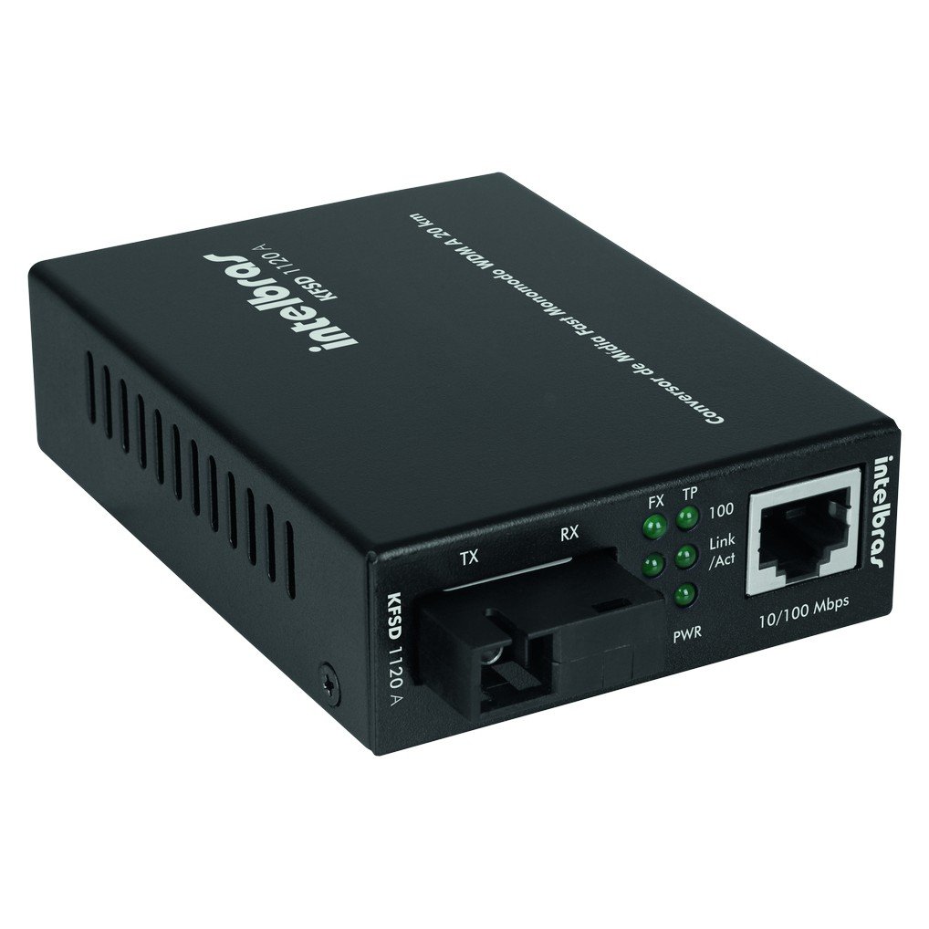 Conversor de Mídia Fast Ethernet Monomodo 20 Km Intelbras KFSD 1120 A