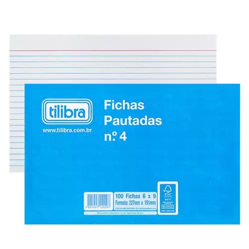Ficha Pautada Tilibra Número 04 com 100 Folhas