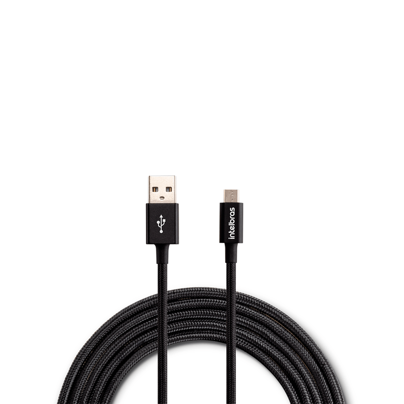 Cabo USB - Micro USB Preto nylon 1,5m Intelbras EUAB 15NP