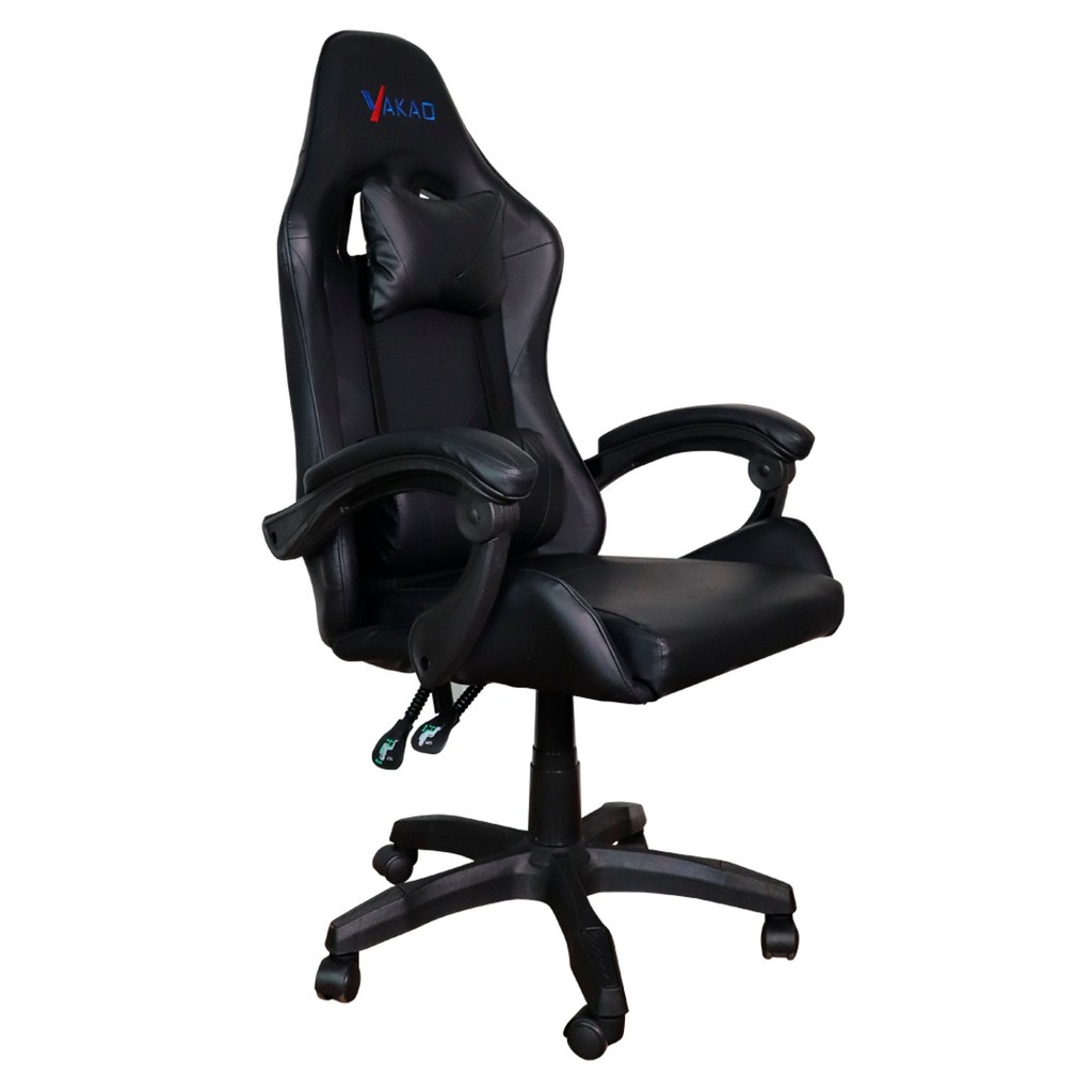 Cadeira Gamer Giratória Preto com Braço Ajuste de Altura e Encosto Reclinável Yakao GC007Black