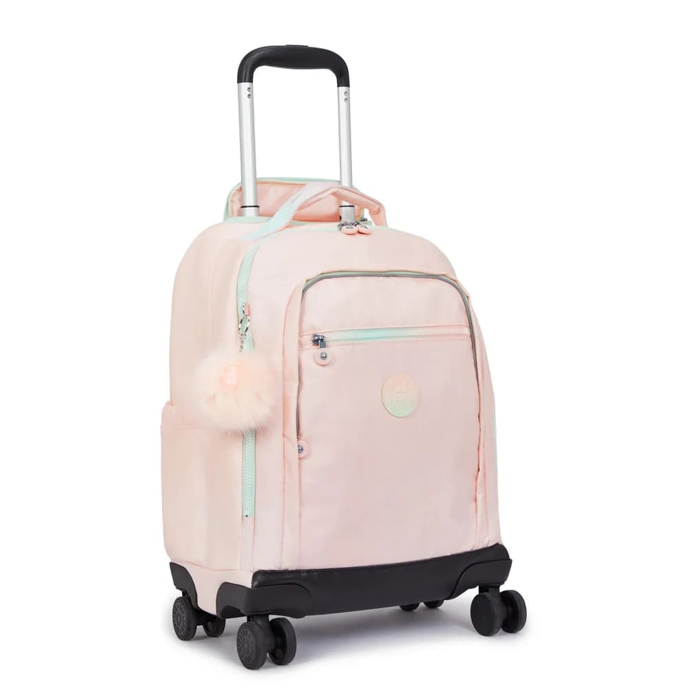 Mochila Kipling New Zea Blush Metallic Grande com Rodinha Rosa