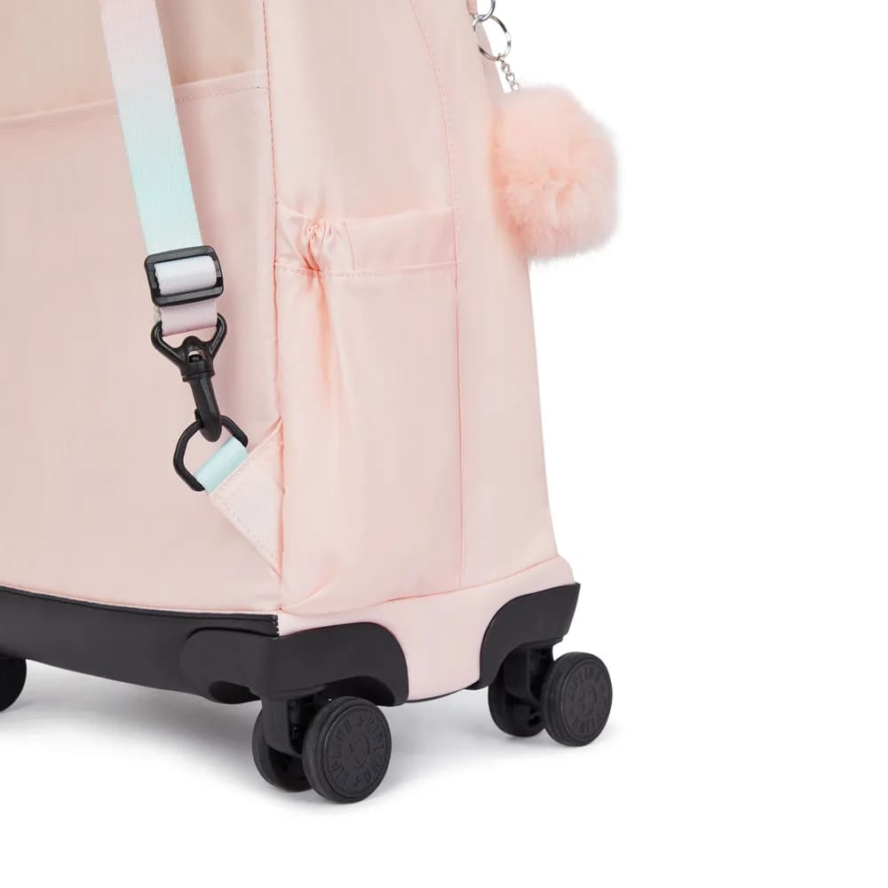 Mochila Kipling New Zea Blush Metallic Grande com Rodinha Rosa