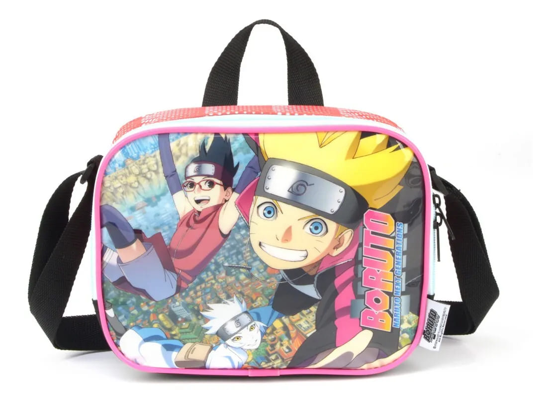 Lancheira Luxcel Boruto Produzida em Poliéster Pequeno Vermelho