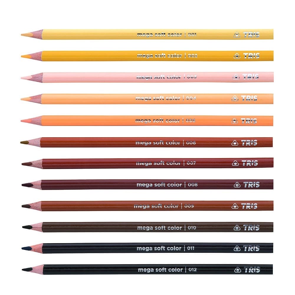 Lápis de Cor TRIS Mega Soft Color 12 Cores Tons Pele