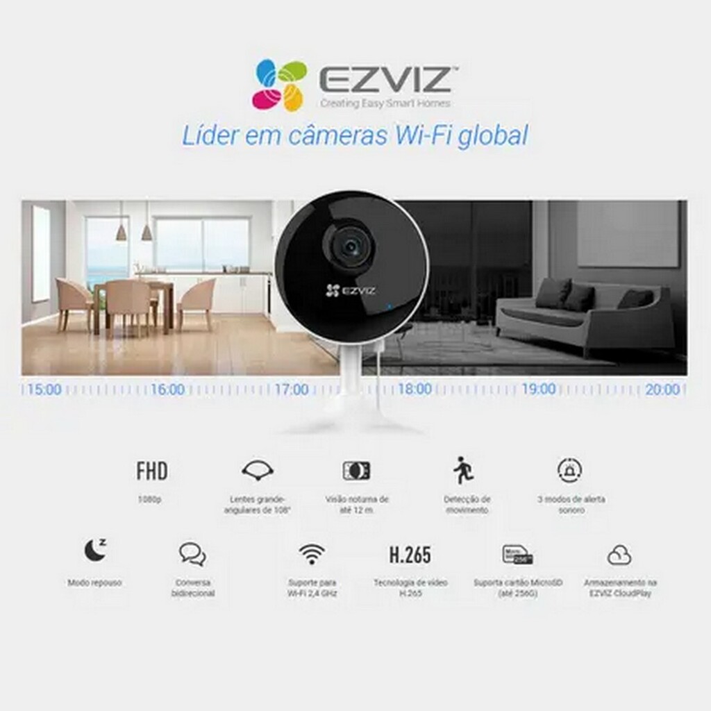 Câmera CFTV WiFi CS-CB1-R100-1K2WF 2.0MP IR 12m 2,8 mm com Bateria Ezviz by Hikvision