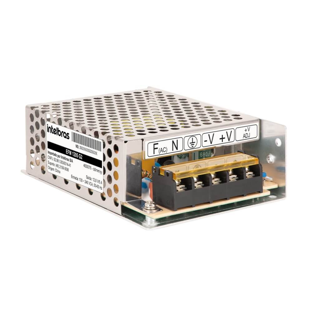 Fonte AC DC 12,8V 5A Metálica EFM 1205 G2 Intelbras
