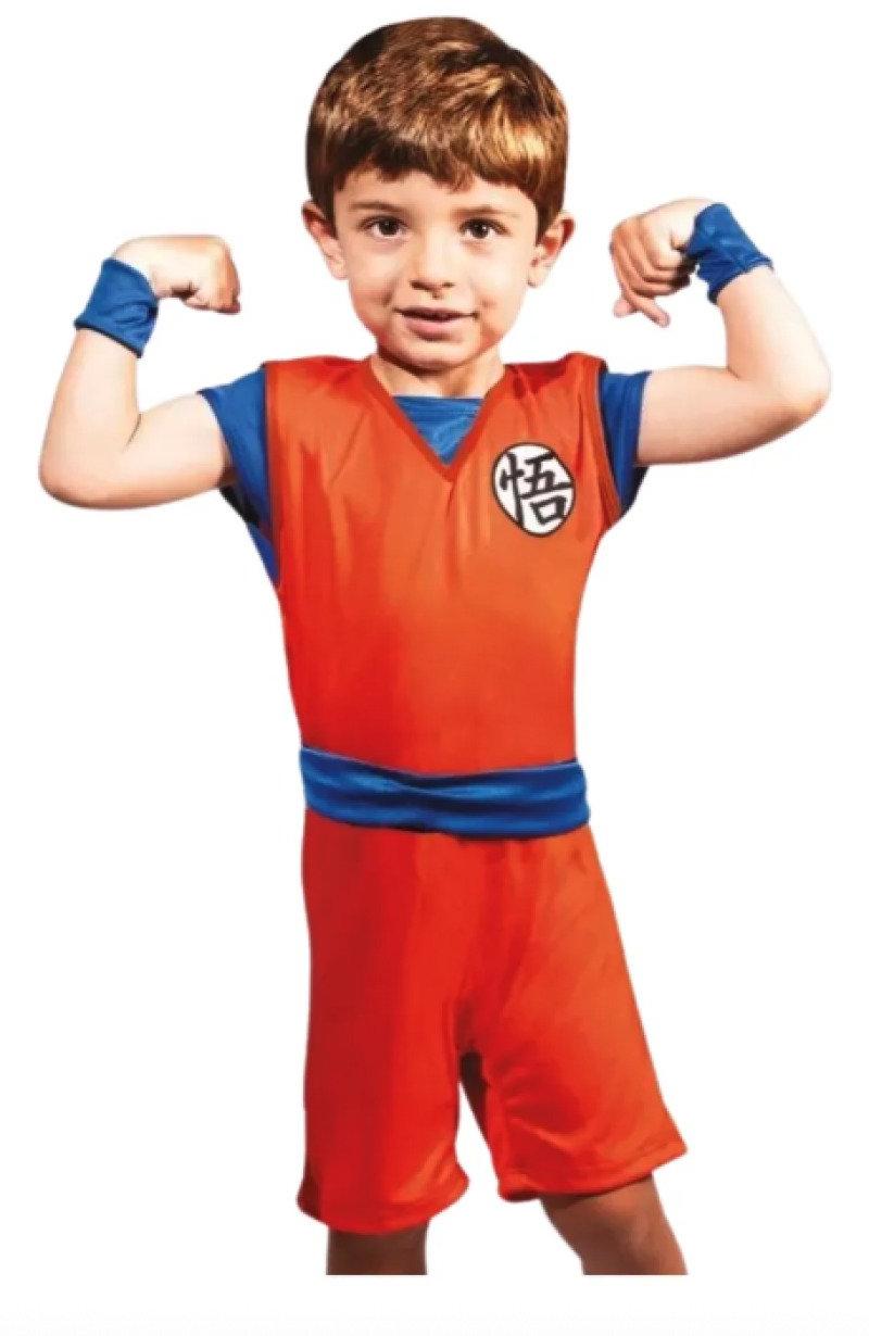 Fantasia Infantil Anime Mangá Dragon Ball Goku Tam M Super Magia com Munhequeira