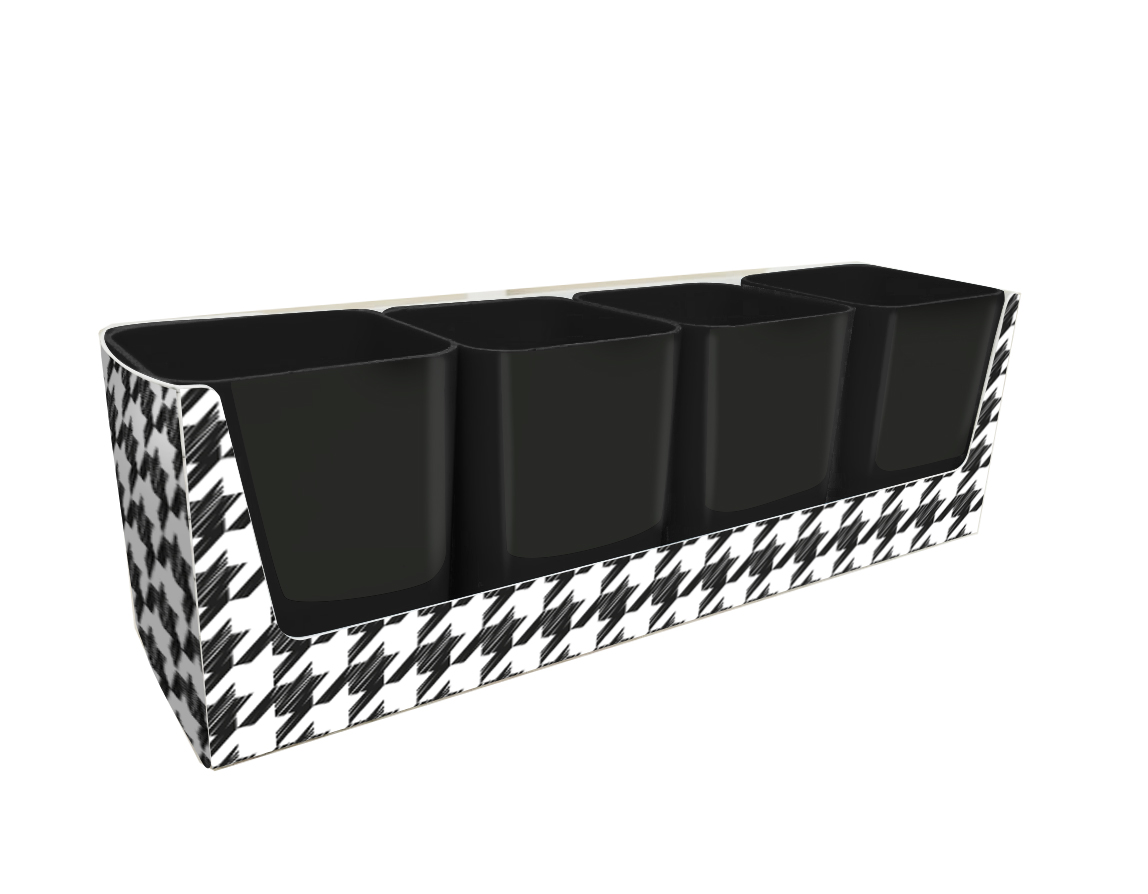 Kit Dello Pied de Poule com 4 Porta Objetos Preto