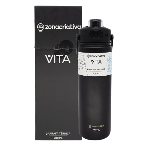 Garrafa Térmica Nanquim Zonacriativa 700ml Grande Preta