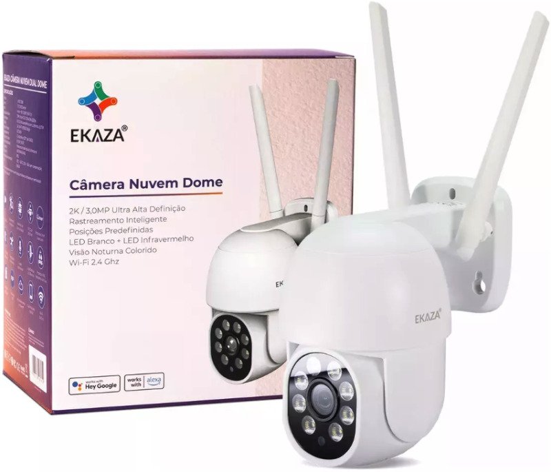 Câmera Wi-Fi Full HD Externa Inteligente Giratória Ekaza EKJST3188