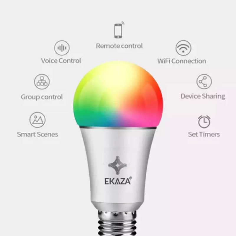 Lâmpada RGB Smart Wi-Fi Led Inteligente Alexa e Google Home Ekaza EKGCT261E27