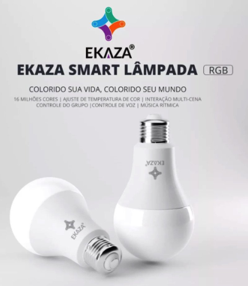 Lâmpada RGB Smart Wi-Fi Led Inteligente Alexa e Google Home Ekaza EKGCT261E27