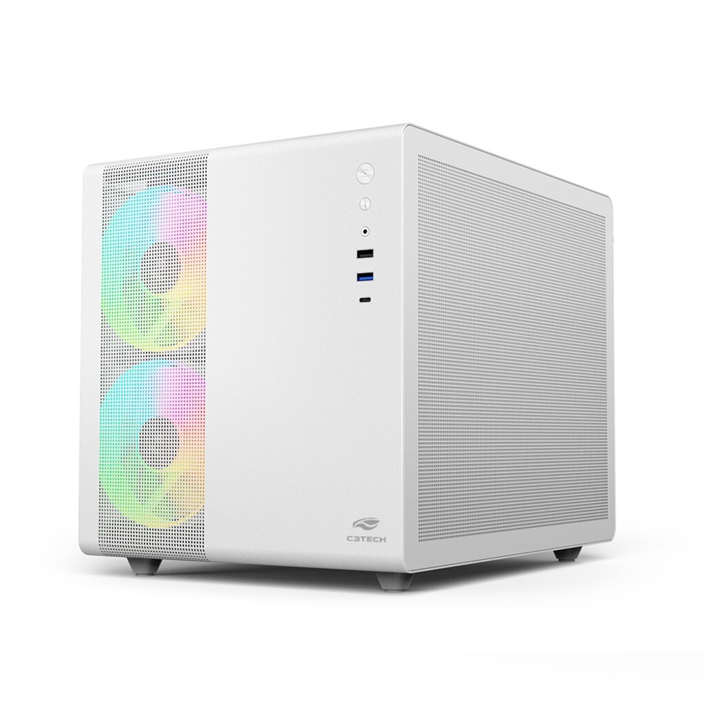 Gabinete Gamer C3tech Aquarius sem Cooler Fan e sem Fonte Lateral em Vidro Branco- MT-G710WH