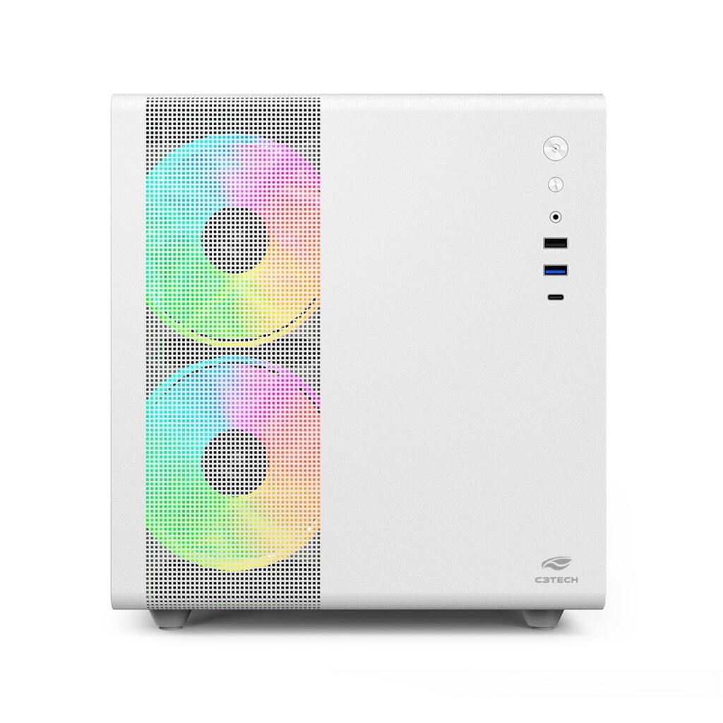Gabinete Gamer C3tech Aquarius sem Cooler Fan e sem Fonte Lateral em Vidro Branco- MT-G710WH