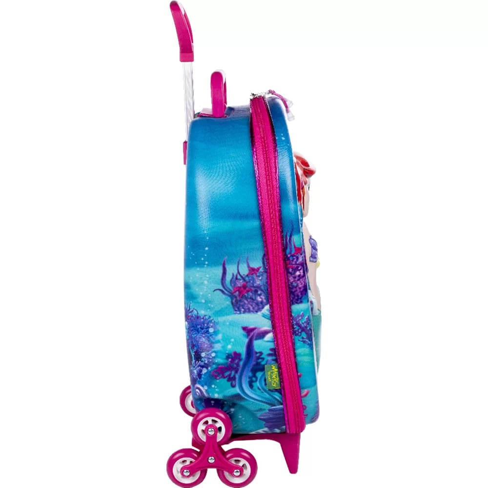 Mochila com Rodas Infantil Diplomata Pequena Sereia Rodinha Tripla Grande