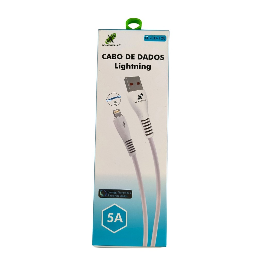 Cabo USB A Macho x Lightning 5A 1m iPhone iPad iPod Branco X-Cell XCCD128