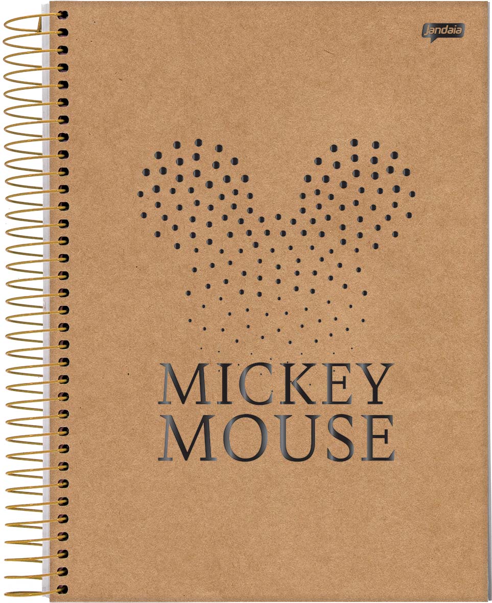 Caderno Universitário jandaia Mickey e Minnie Arts Kraft Capa Dura 80 Folhas 1x1 Matéria Sortido