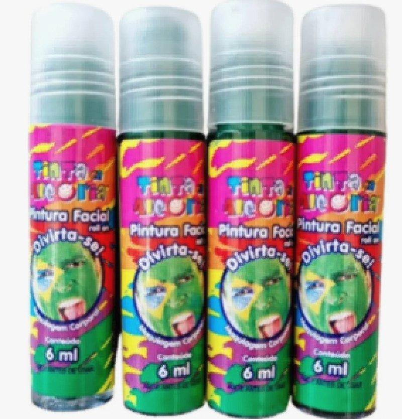 Tinta Pintura Facial Corporal Roll On 6ml Tinta da Alegria Brincadeira Carnaval Verde