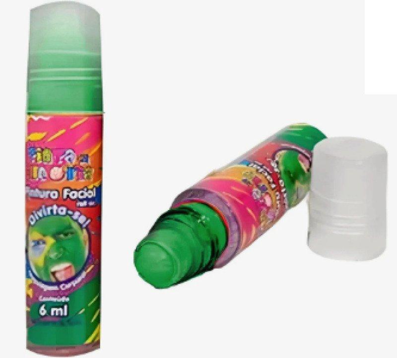 Tinta Pintura Facial Corporal Roll On 6ml Tinta da Alegria Brincadeira Carnaval Verde