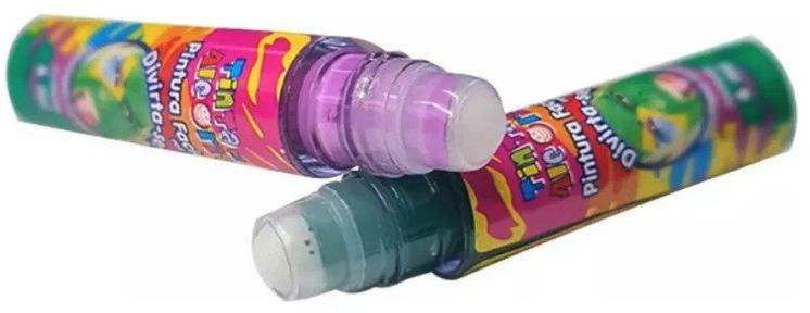 Tinta Pintura Facial Corporal Roll On 6ml Tinta da Alegria Brincadeira Carnaval Verde