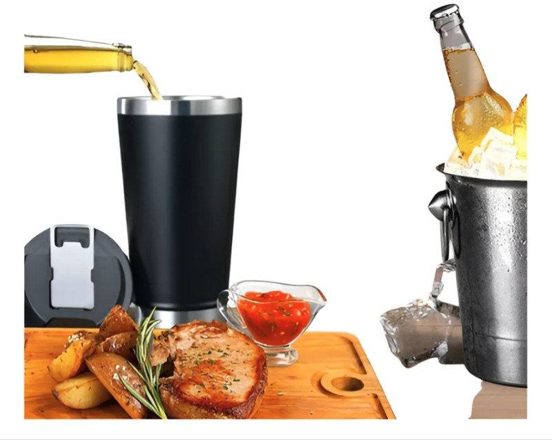 Copo Térmico 473 ml Aço Inox Com Tampa e Abridor Verde