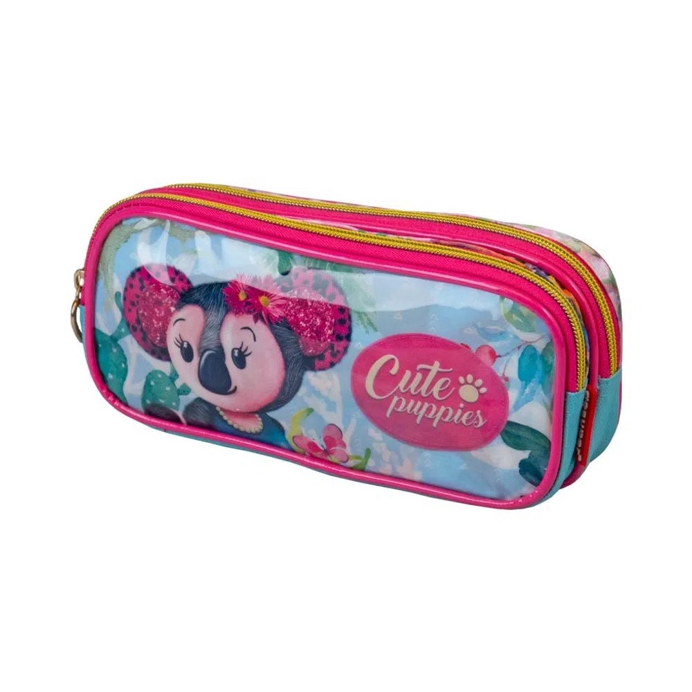 Estojo Escolar Gasupor Cure Puppies Pink
