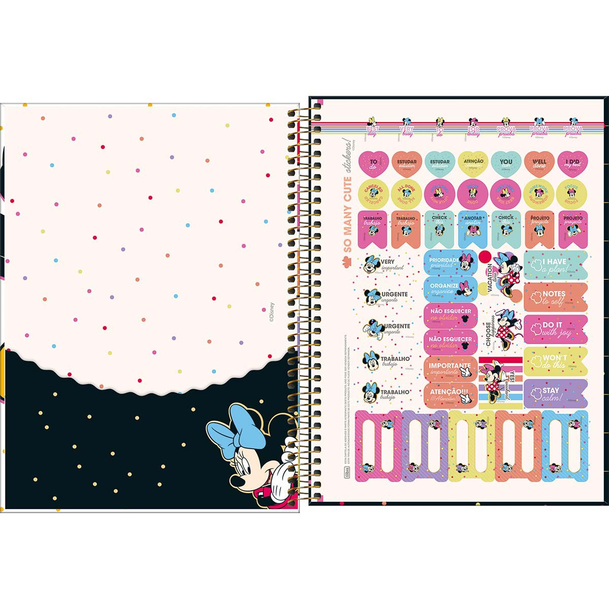 Caderno Universitário Tilibra Minnie Capa Dura 256 Folhas 16 Matérias