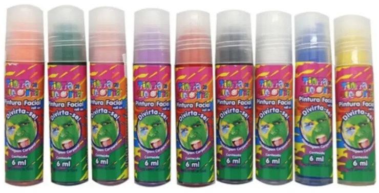 Tinta Pintura Facial Corporal Roll On 6ml Tinta da Alegria Brincadeira Carnaval Roxo