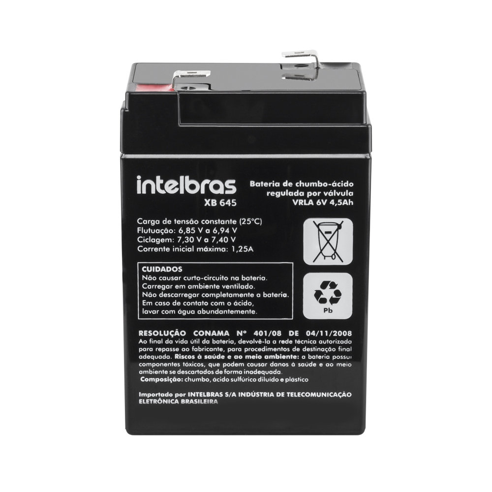 Bateria Elétrica VRLA CHUMBO 6V 4,5AH XB 645 Intelbras