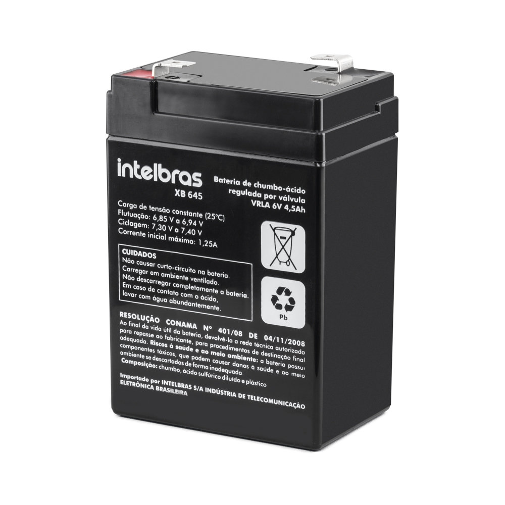 Bateria Elétrica VRLA CHUMBO 6V 4,5AH XB 645 Intelbras