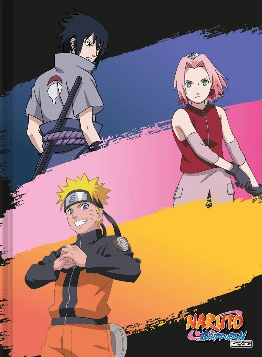 Caderno Brochura São Domingos Naruto Capa Dura Costurado Grande 80 Folhas Sortido