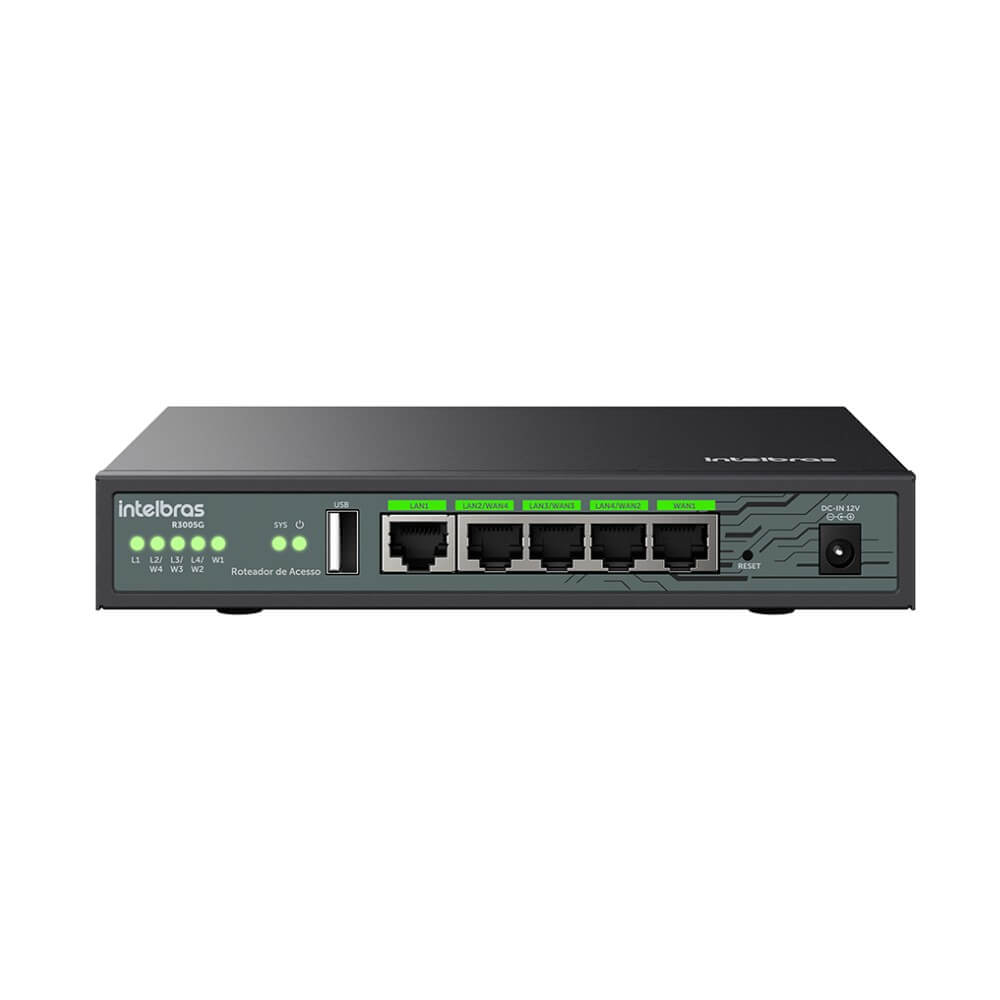 Roteador Access Point 5 Portas RJ45 4 WAN 1 LAN 1 USB R3005G Intelbras