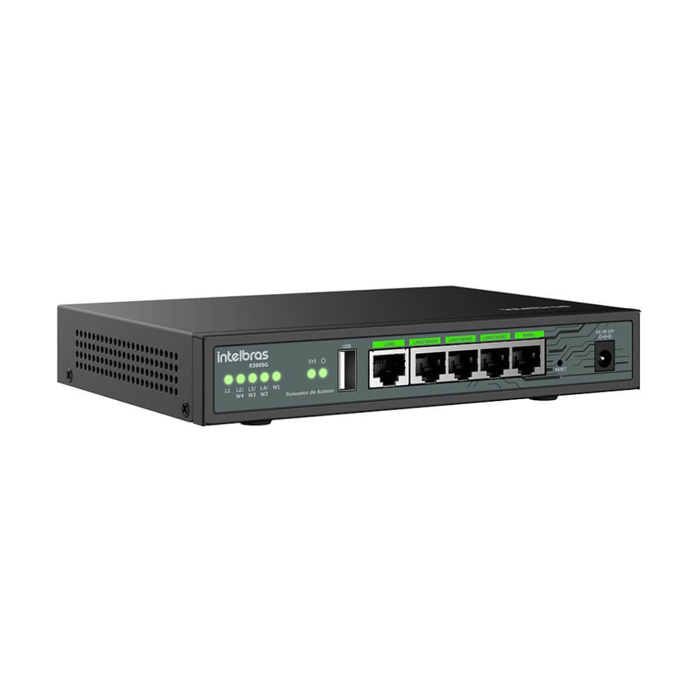 Roteador Access Point 5 Portas RJ45 4 WAN 1 LAN 1 USB R3005G Intelbras